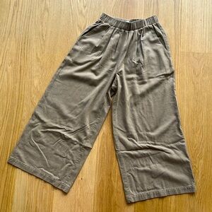 OZMA Crop Wide Leg Pant - Silk Noil - Warm Brown - Like New